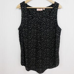 Evri Polka Dot Tunic Blouse Sz 0X Black White Basic Career Dressy Casual Top